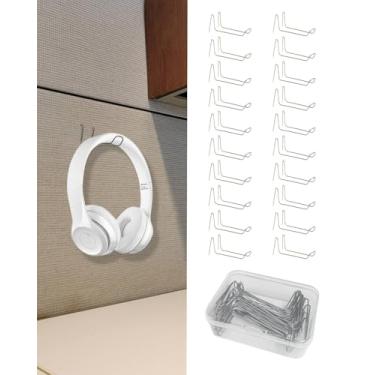 Imagem de FEYRUN Ganchos de cubo para parede de tecido de escritório, organizador de pendurar para chaves, fones de ouvido, material de escritório, armazenamento que economiza espaço (prata (20 pacotes))