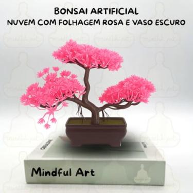 Imagem de Genérico, Bonsai Estilo Nuvem Zen – Planta Artificial com Folhagem Rosa Decorativa e Vaso Escuro Minimalista