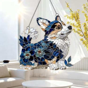 Imagem de 1 peça para pendurar apanhador de sol colorido de acrílico, decoração de janela de 18 cm com design de vitral impresso, arte de parede de criador de arco-íris, ideia de presente e ornamento de jardim