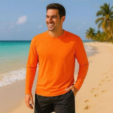 Imagem de Camiseta PROTEÇÃO SOLAR UV Masculina Manga Longa Térmica Fitness Academia Corrida Praia Verão 247-Masculino
