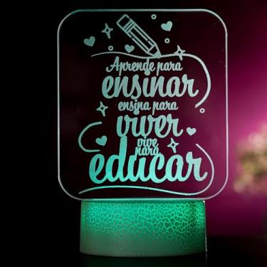 Imagem de PopLumos - Luminária led 3d/ abajur de mesa - "aprende para ensinar..", dia dos professores