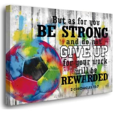 Imagem de ZOQIPQO Arte em tela de futebol religioso, pôsteres de futebol inspirados em grafite para decoração de casa, pôsteres inspiradores para quarto de meninos e homens, impressões artísticas para amantes