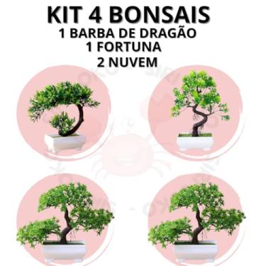 Imagem de Genérico, Kit 4 Bonsai Premium Artificiais Medelos Barba de Dragão Nuvem e Fortuna – Sofisticação Verde