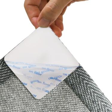 Imagem de 8 peças de pegadores de tapete para pisos, adesivos de fita antiderrapante reutilizáveis de dupla face para área, tapetes antiderrapantes mantêm os tapetes no lugar