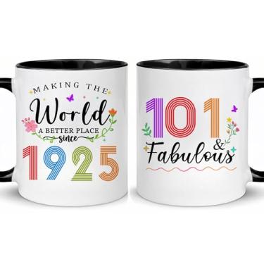 Imagem de Choinn 1925 Presentes de aniversário de 101 anos para mulheres e homens, presente de aniversário de 101 anos, caneca de café para mãe, pai, avó, vovô, ideias de presentes de aniversário de 101 anos