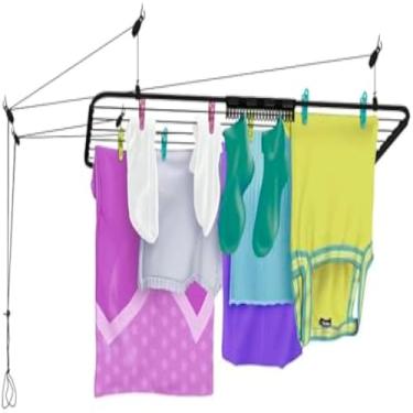 Imagem de Varal de teto de aco, roupas molhadas para secar, 1 metro, resistente, forte, leve, pratico, duravel, eficiente