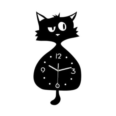 Imagem de Generic Relógio de Parede em Forma de Gato, Relógio Decorativo com Pêndulo Fofo para Cozinha E Quarto Infantil.