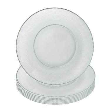 Imagem de Jogo 8 Prato Raso De Vidro Gema Plus Transparente 25cm Class Home