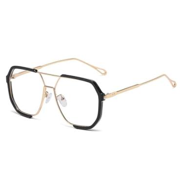 Imagem de Óculos de Sol Femininos de Uma Peça com Armação de Metal, Luxo para Homens e Mulheres, Proteção UV400, Estilo Punk (Preto/Dourado/Transparente).