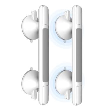 Imagem de LORESJOY Barras de apoio para banheiras e chuveiros com indicador, alça de chuveiro com ventosa, aderência de segurança de superfície, travas de bloqueio de faixa de suporte removível para banheiro