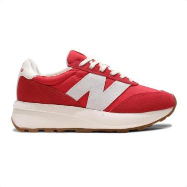 Imagem de Tênis New Balance 370v1 Unissex, 38, Vermelho, Branco