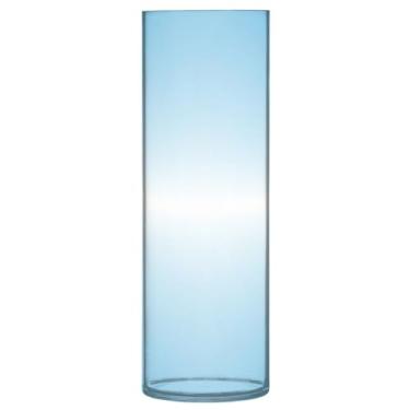 Imagem de JUZIHAI Vaso gradiente azul claro para flores 9,9 cm x 30 cm cilindro de plástico moderno vaso de flores para centro de mesa de casamento decoração de casa