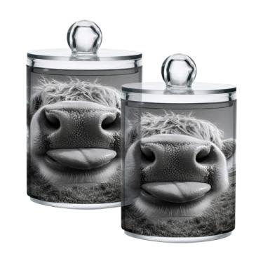 Imagem de Qilmy Pacote com 2 unidades de suporte cinza engraçado para boticário, frascos de boticário de 400 ml, vasilha organizadora de banheiro para cotonetes, bolas de algodão, almofadas de maquiagem, fio