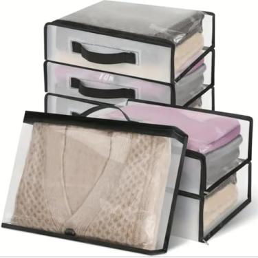 Imagem de ZMShenMa 6 unidades (16 x 12 x 4 polegadas) sacos de armazenamento de plástico com zíper, sacos de armazenamento transparentes com zíper para armazenar suéteres de linho, cobertores e lençóis de cama