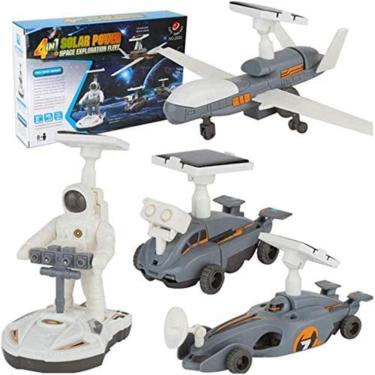 Imagem de Kit Robo Solar 4 Em 1 Exploracao Lunar Robotica Educativo Astronauta Aviao Geek Crianca Brinquedo