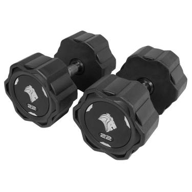 Imagem de Par De Dumbbells 22kg Lion Monobloco Em Aço Maciço Injetado