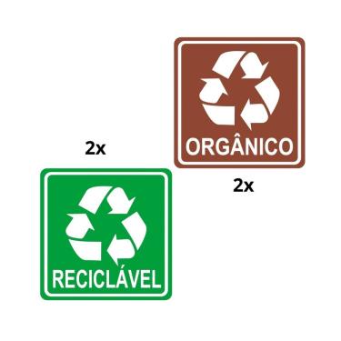 Imagem de Kit 4 Adesivos Lixo Reciclavel E Lixo Orgânico 10x10cm Verde