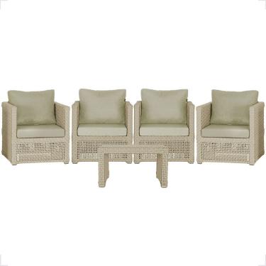 Imagem de Mesa E 4 Poltronas Madri Corda Náutica Estofado 7 Trama Rami