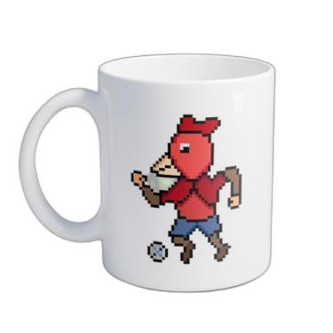 Imagem de Caneca Xícara de Café Porcelana 300ml Com Desenho Personagem Frango Jogador Futebol