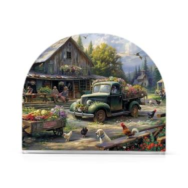 Imagem de Leisurely Country Farm Porta-guardanapos de tecido, suporte de guardanapo de acrílico para mesas, suporte de guardanapo vertical para jantar cozinha restaurante decoração de casa acessórios de bar