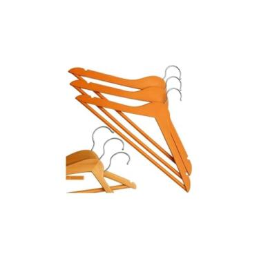 Imagem de Cabide de Madeira, Marfim, 44cm x 22cm, Kit com 3 Unidades, Acabamento Verniz, com Recortes Laterais