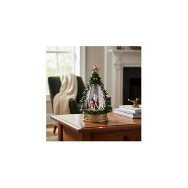 Imagem de Luminária LED Natalina com Papai Noel, 13,5cm x 7cm, Prata, Poliestireno, Bateria Incluída, Decoração de Natal