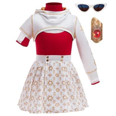 Imagem de Lxapgds Girls Hooded Jacket with Printed Skirt and T-shirt Set Zombies 4 Nova Costume Cheerleader Halloween Cosplay Dress 9-10Y 140