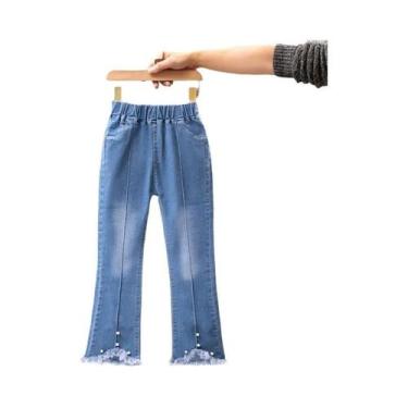 Imagem de Calças Jeans Com Cintura Elástica Para Meninas, Bonitas Com Laço, Deni