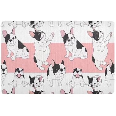 Imagem de TSENQUE Tapete de porta de buldogue francês de desenho personalizado para entrada interna, tapetes lamacentos para cães, tapetes grandes para entrada de casa 81 x 50 cm