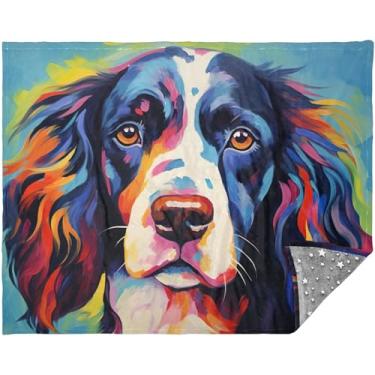 Imagem de Cobertor macio de cachorro spaniel colorido para sofá 177,8 cm x 139,7 cm cobertor adulto mais macio do mundo ocidental personalizado para sofá