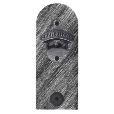 Imagem de Jumiok Abridor de garrafa de cerveja com tampa magnética, placa de metal, conjunto de abridor de prata rústica na geladeira