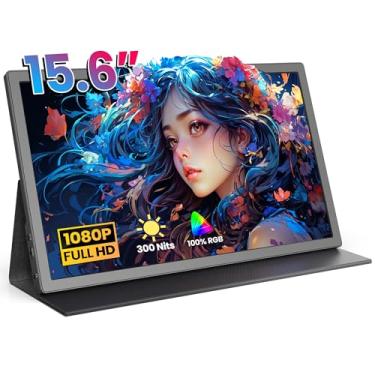 Imagem de FANGOR Monitor portátil de 15,6 polegadas, monitor FHD 1080p para laptop, tela de jogos de computador HDR IPS, extensor de tela USB-C HDMI com capa inteligente para PC, laptop, Mac, Xbox, PS4/5