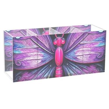 Imagem de TSENQUE Porta-lápis fofo personalizado de desenho animado para mesa borboleta colorida rosa fosco arte Caddy acrílico pincel de maquiagem suporte de copo