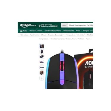 Imagem de Mouse Gamer com Fio 2000 DPI, 6 Botões Programáveis, LED RGB 7 Cores, Preto, Sensor Óptico, USB, 10x3x5.5cm