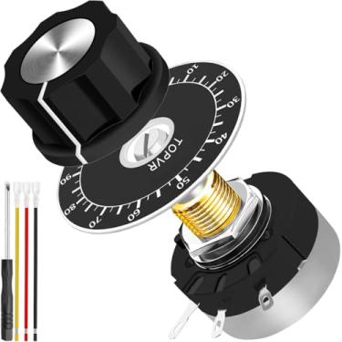 Imagem de MKBKLLJY RV24YN20S Potenciômetro 10K de giro único filme de carbono rotativo B103 10K Ohm com botão A03 chave de fenda de fio terminal para controle de velocidade do inversor, controle de velocidade