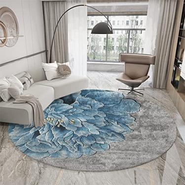 Imagem de Tapete redondo com textura de mármore para quarto, lavável, sala de estar, tapete redondo, decoração de casa, antiderrapante, tapetes circulares, D, diâmetro 60 cm