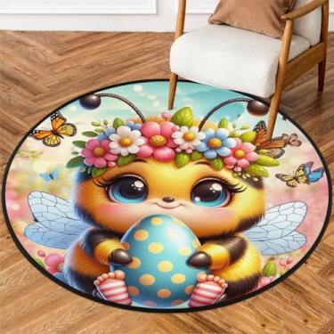 Imagem de Tapete redondo pequeno de 1,8 m de altura, tapete circular antiderrapante, lavável, tapete circular para quarto, sala de estar, berçário, cozinha, banheiro, entrada, decoração de casa