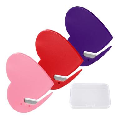 Imagem de Conjunto de abridor de envelope de 3 peças, abridor de cartas em forma de coração com lâmina oculta de segurança, ferramenta de corte de correio suave para embrulhar pacotes de sacos, caixa expressa
