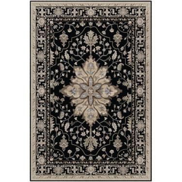 Imagem de RELEANY Tapetes de área, 1,2 m x 1,5 m, lavável, antiderrapante, estampa floral, vintage, tapete medalhão para sala de estar, quarto, sala de jantar, preto, marrom, neutro, caramelo escuro