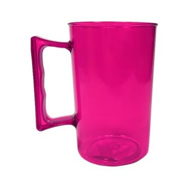Imagem de Kit 10 Unidades Caneca Liso Chopp Bebidas Acrílico Copo Com Alça Para Cerveja 350ml (Pink)