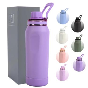 Imagem de Garrafa Térmica 500ml - Parede Dupla Isolada a Vácuo de Aço Inox, Acompanha Base Emborrachada, Bebidas Geladas por 24 Horas e Quentes por 12 Horas (Roxo)