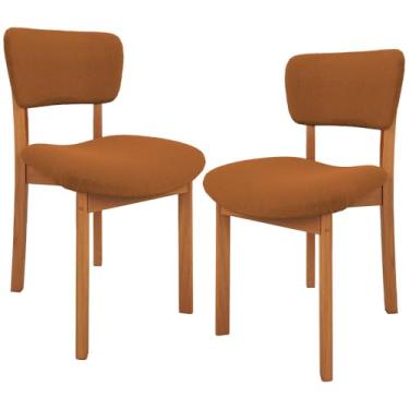 Imagem de Kit 02 Cadeiras Para Sala de Jantar Cozinha Living Estofada Dara L02 Bouclê Terracota - Lyam Decor