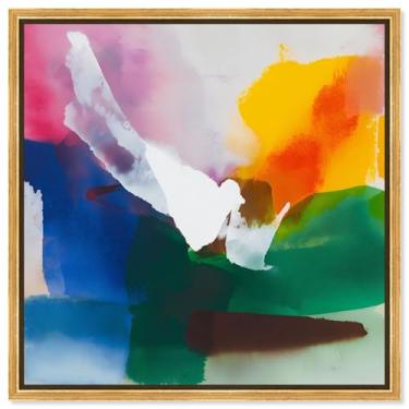 Imagem de Arte de parede moderna com impressão em tela Rainbow Melt II por Art Remedy, moldura dourada, 61 x 61 cm