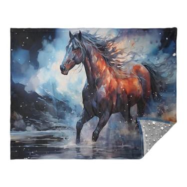 Imagem de CEBUGI Cobertor de flanela quente macio 127 x 178 cm para sofá, cama, escritório, acampamento, viagem, cavalo para todas as estações