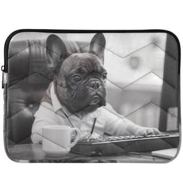 Imagem de Capa engraçada para notebook buldogue francês para escritório para Mac Air 13 polegadas, capa protetora universal para laptop de 13 a 14 polegadas