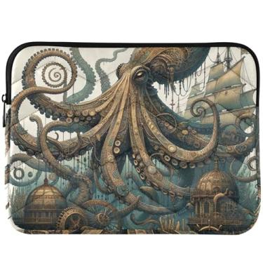 Imagem de Fantasia vintage polvo bufante capa protetora para laptop capa protetora para notebook estética universal 14 capa para laptop 13 polegadas