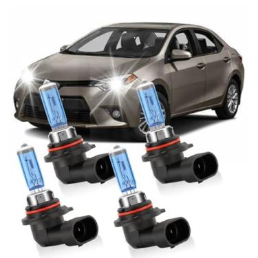 Imagem de KINGSOFE Lâmpadas de halogêneo de substituição de lâmpadas de iluminação para Corolla 2001-2013, 9005 feixe alto e 9006 kit de lâmpadas de farol baixo, 12V 100W 6000K, Plug and Play, pacote com 4