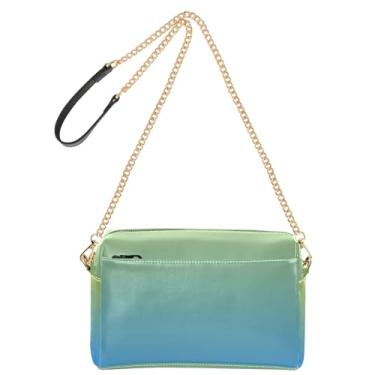 Imagem de Joitme Bolsa tiracolo feminina para celular ombré verde azul gradiente alça de couro PU bolsa de ombro