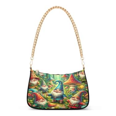 Imagem de Linda bolsa de ombro com corrente colorida, bolsa Hobo com estampa artística para mulheres, bolsa de mão média para uso diário