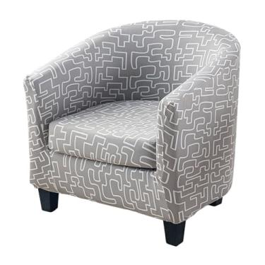 Imagem de HAOYONG Capa para cadeira de clube, 2 peças, capa elástica para cadeira de banheira impressa, capa de poltrona redonda macia e removível, capa protetora de móveis para sala de estar